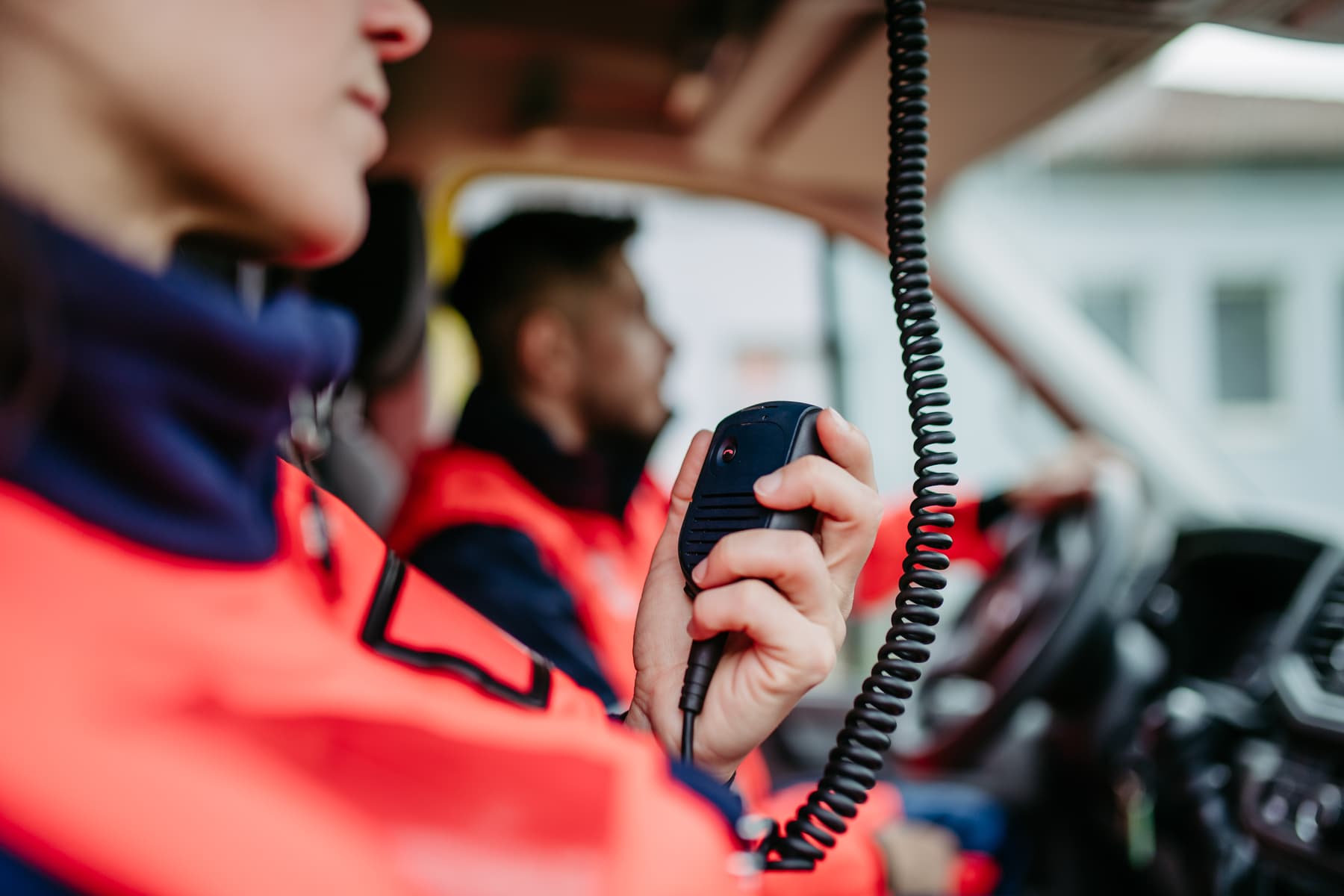 Medics speaking on radio.