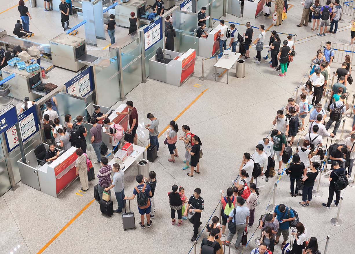 High angle view on the security check area Beijing Capital International Airport