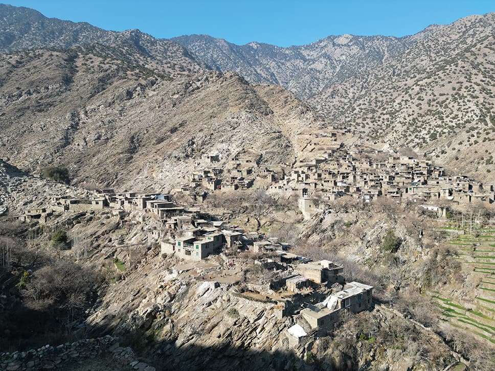 Village in valley in Nurgram in Nuristan Afghanistan