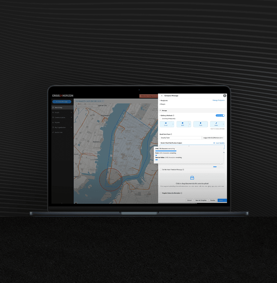 Mass notification platform screenshot on desktop screen mockup