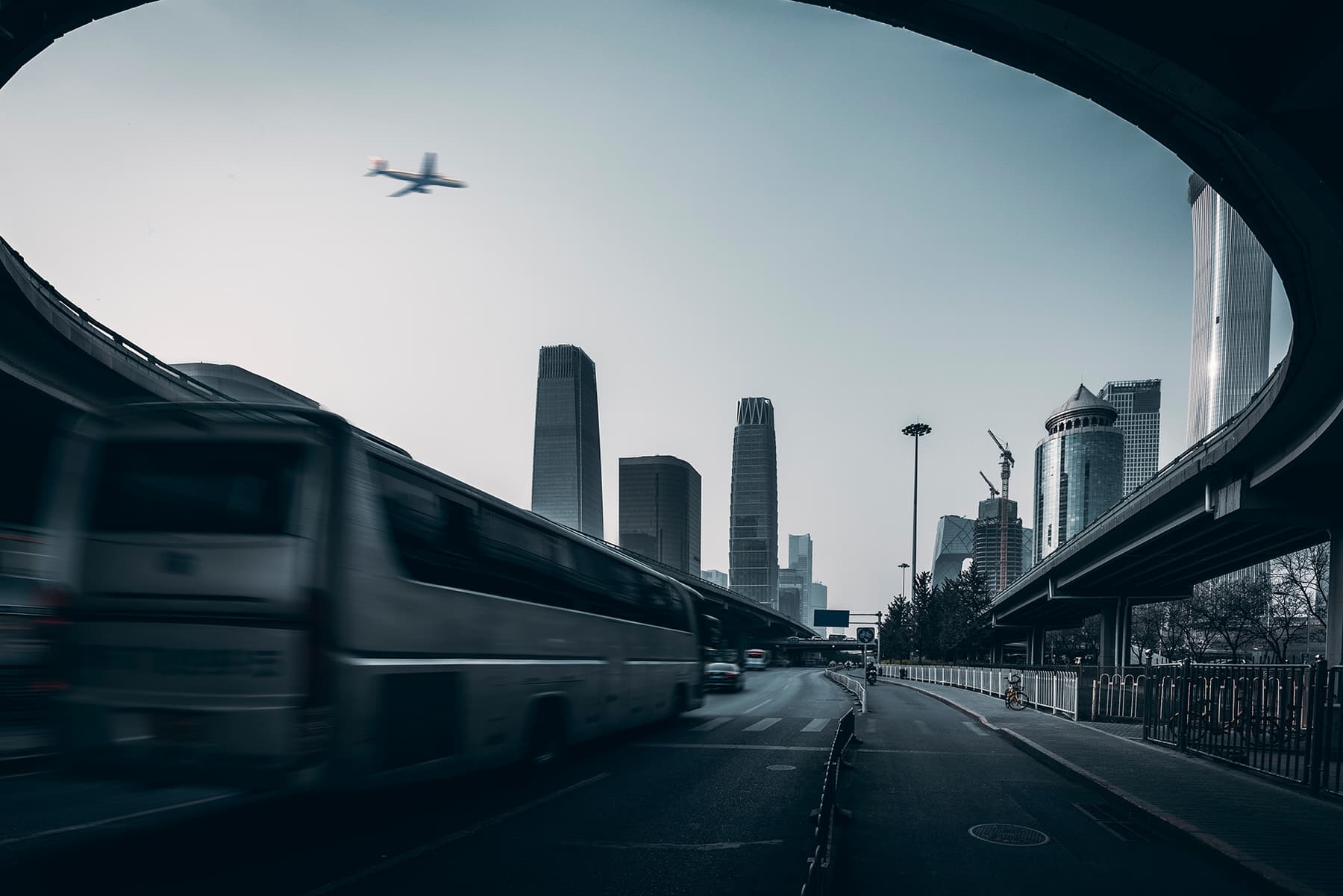 urban architecture and road traffic landscape from Beijing, China urban architecture and road traffic landscape from Beijing, China